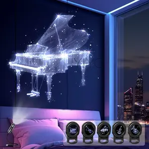 5 Dreamy Musical Pattern Indoor Projection Lamps, USB-Powered Portable LED Night Light, Decorative Neon Light, Adjustable Decor for Walls & Ceilings, Ideal Creative Gift for Holidays & Special Occasions