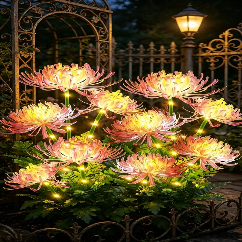 Solar Outdoor Lights 4-Piece Set, Ground-Mounted LED Floral Shape Lawn Lamps for Adults 18+, IP44-Rated Waterproof, Automatic On/Off, Durable Stylish Garden Lighting