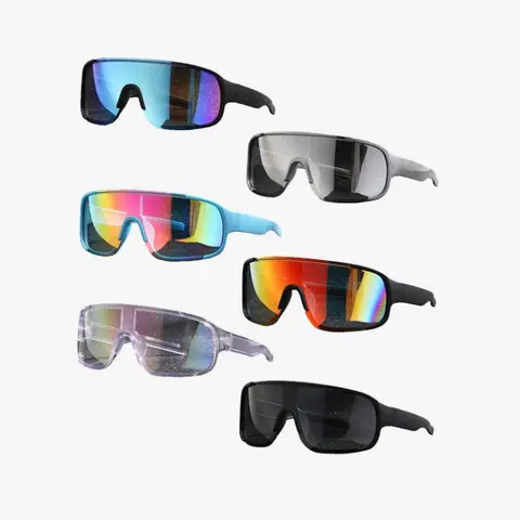 Paleshy 6-Pack Men's Sports Eyewear - Full Rim, Super Lightweight Durable PC (Polycarbonate) Multi-Sports Sunglasses, UV-Protection, Easy to Carry, One Size, Other Shape, Travel Essentials for Hiking/Cycling