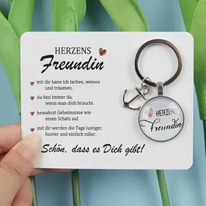 1pc/2pcs  Anchor Keychains Gift, Little Pink Heart, Girlfriend Gift， German Love Words Card, Guardian Angel Anchor Heart, Perfect For Birthday, Confession, Valentine's Day, Christmas
