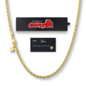 KRKC&CO Rope Chain Necklaces for Men, 18K / White Gold Plated Link Chains, 316L Stainless Steel, Durable, Hypoallergenic Jewelry, Stylish Packaging with Gift Box & Card on Birthday, 3mm 16-26in fathersdaygift