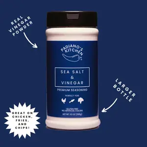 Sea Salt and Vinegar Seasoning Powder Large Bottle - Premium Blend for Chips, Chicken, Nuts, Fries & More - Padiano's Kitchen Original Flavor Spice Natural Herbal Organic