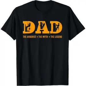 Men's Pure Cotton Round Neck Short-Sleeve Casual Fitness T-Shirt - Dad Arborist Myth Legend Funny Fathers Day Gift for Men