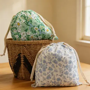 New Cute Forest Floral Series Drawstring Bag, Gift Storage Bag, Home Dustproof Bag, Diaper Bag, Handmade Supplies