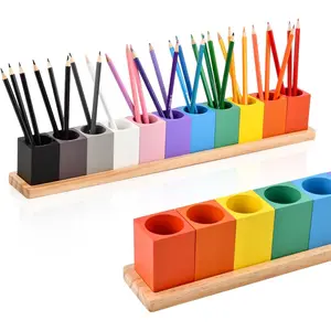 Colorful Pencil Holder, 11 Removable Crayon Organizer for Desk, Pen and Marker Storage for Classroom, Office, Colored Pencils