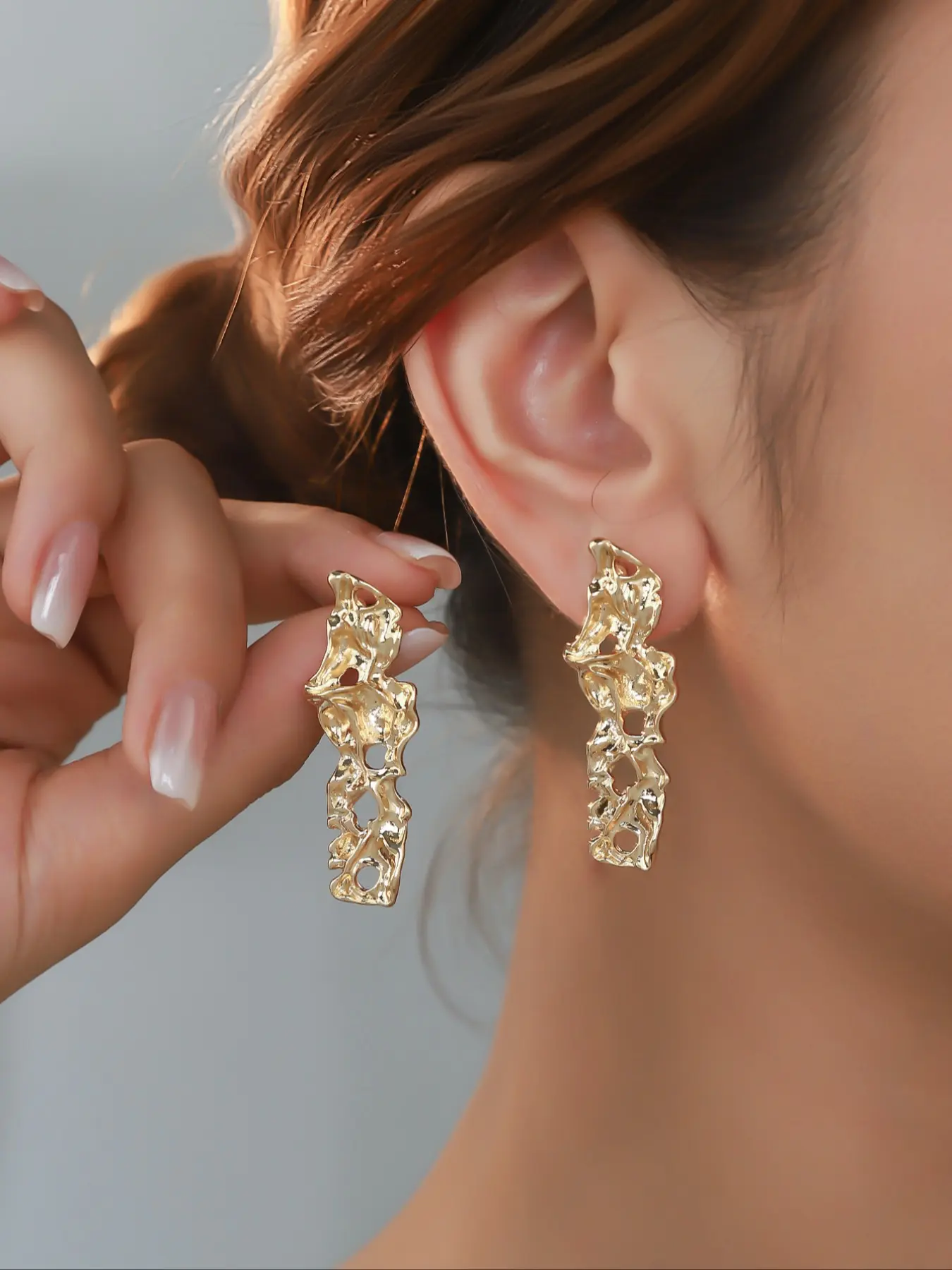 Fashion Gothic Liquid Lava Metal Irregular Earrings, Unique Design, Stylish Accessory, Perfect for Statement Looks