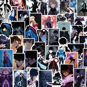 50pcs Solo Leveling Anime Cartoon Stickers, DIY Wall Decals for Laptops & Phones, Decorative Stickers for Notebooks & Suitcases, Accessories