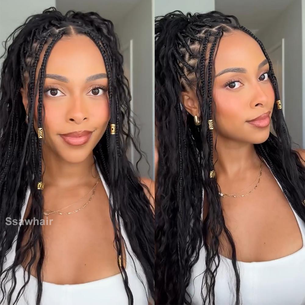 Ssawhair 240g 200strands Wet and Wavy Crochet Human Hair Extensions Knotless Pre-Separated Feather Hair Seamless Micro Loop Crochet Human Hair