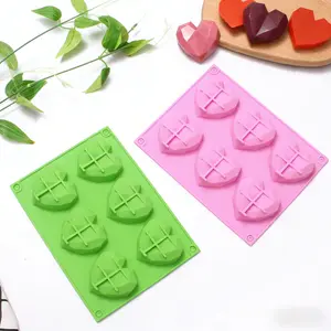 Pack of 2, 6 diamond love silicone molds, geometric three-dimensional mousse cake chocolate handmade soap molds