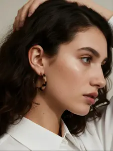Vintage Tortoise Shell Hoop Earrings - Hypoallergenic S925 Silver Needle - Lightweight Resin & Gold Alloy - Water-resistant & Eco-friendly