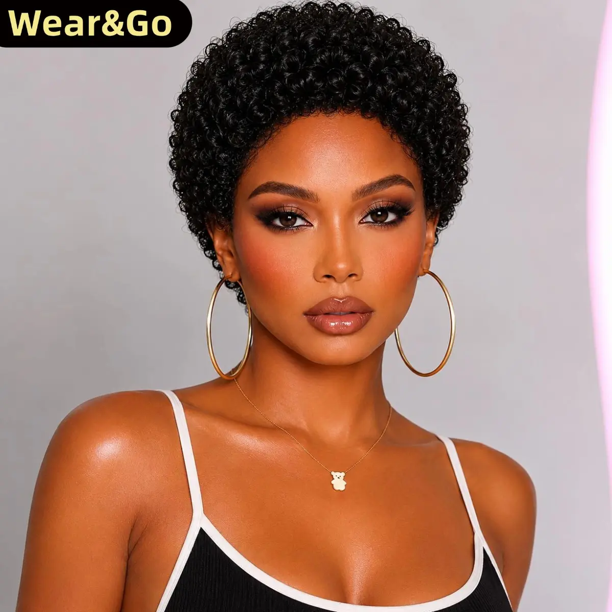 Glueless Wear and Go Wig for Black Women | Brazilian Human Hair Kinky Short Curly Wig | Natural Hairline | Daily Wear