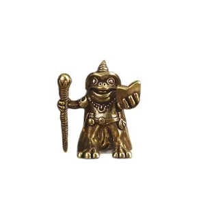 Brass Frog Wizard Holding Magic Book Desk Ornament, Fun Frog Magician Brass Decoration, Tabletop Decorative Figurine, Collectible Room Decor