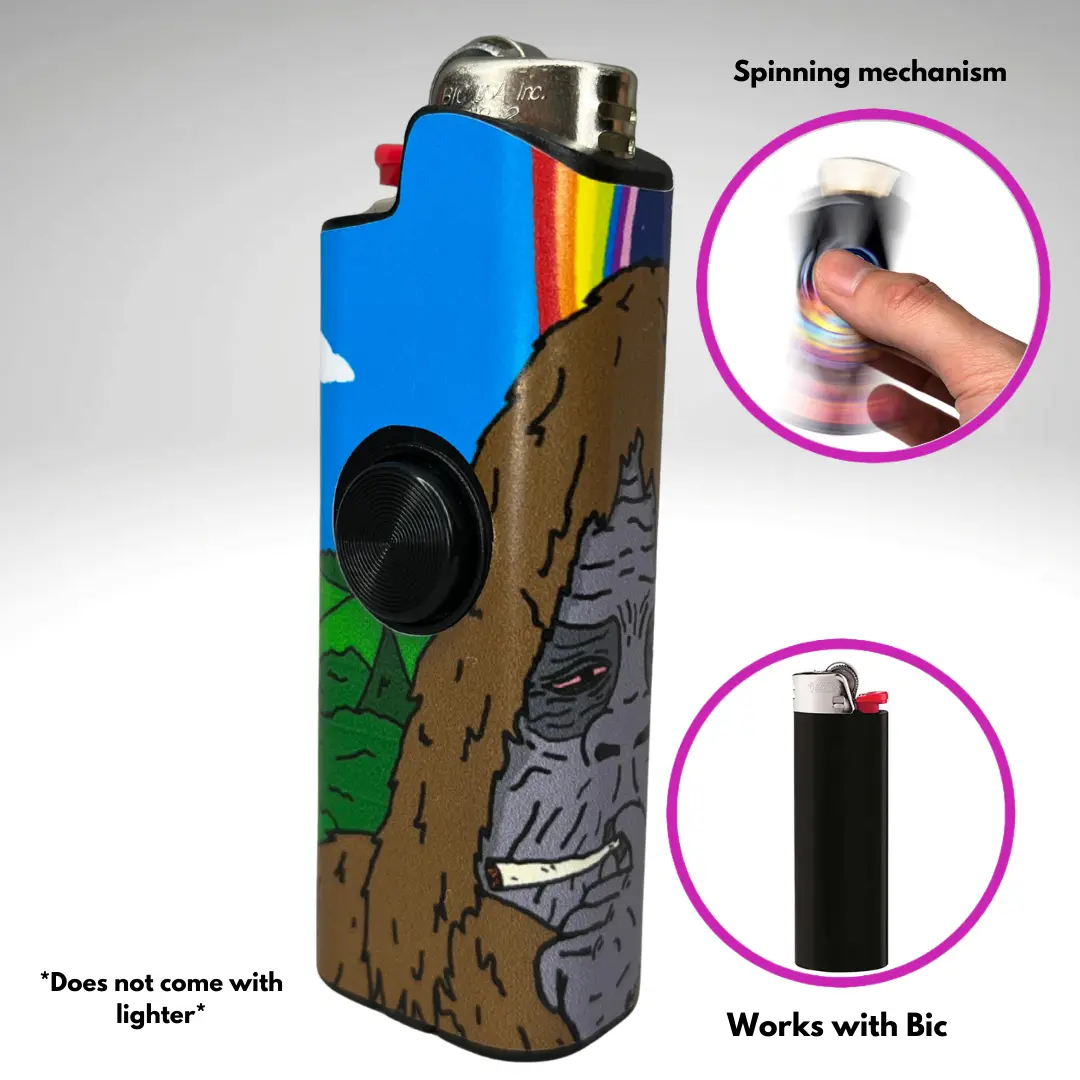 FLKR LYTR Sassy Sasquatch Fidget Spinning Lighter Case Matte Calming  Security Protective Cover for Bic Lighters High Quality Polypropylene