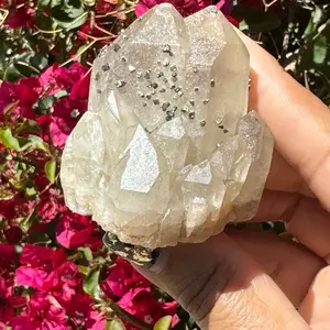 Natural Pyrite on Clear Quartz Crystalline Specimen at Urban Rutile.