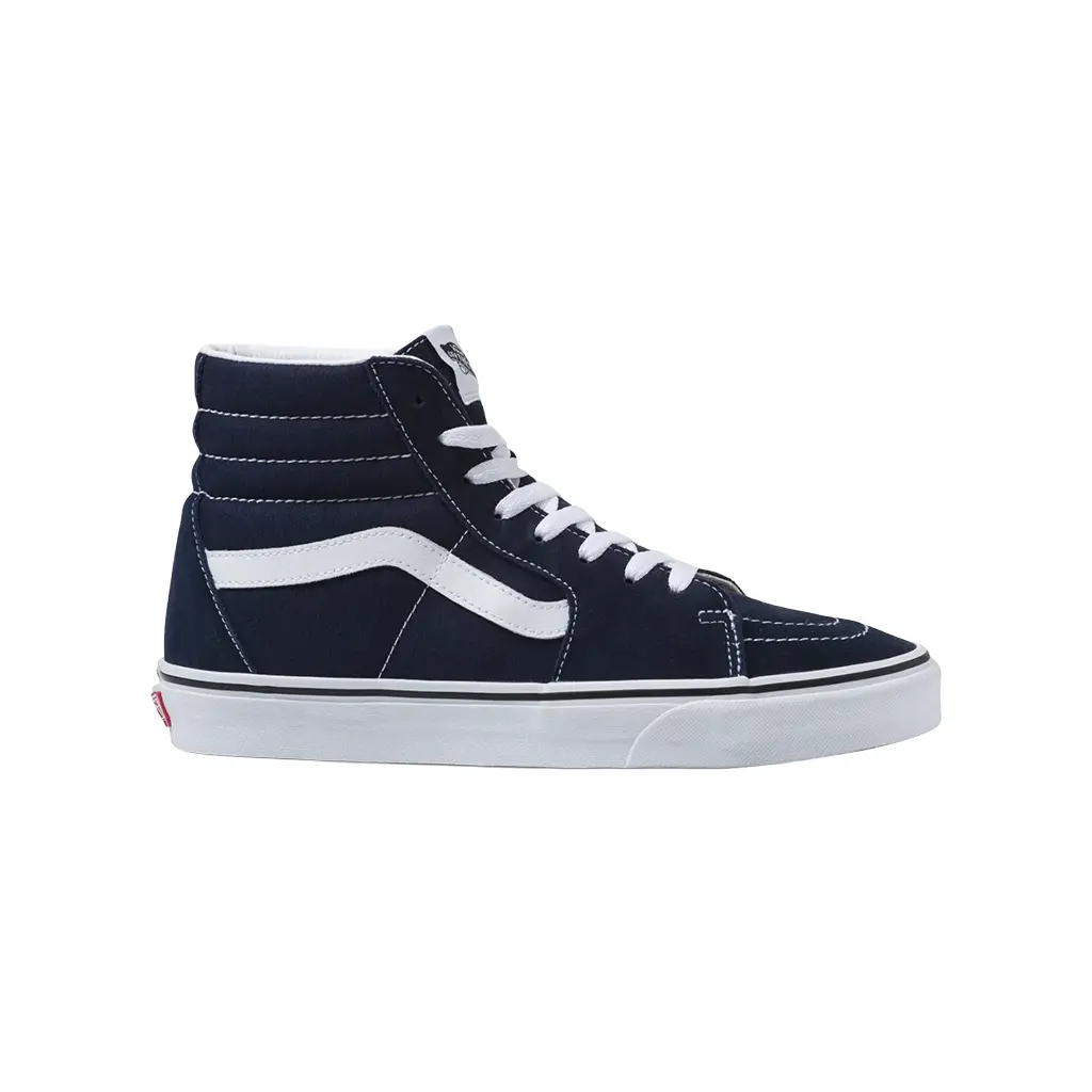 VANS Sk8-Hi Men's Casual High-Top Footwear - Suede and Canvas Trainer, Lace-Up, Toecap, Rubber Waffle Outsole for Steady Traction, Parisian Night/True White, Walking Shoes