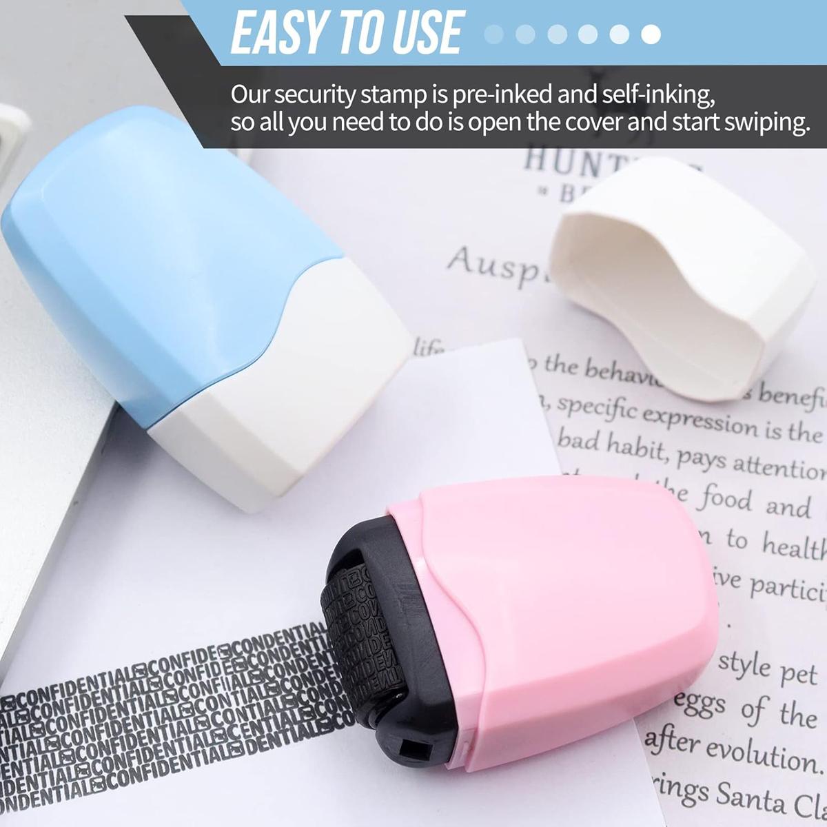 Identity Theft Protection Roller Stamp, 1 Count Confidential Roller Stamp, Anti Theft, Privacy & Security Stamp, Information Blocker, Refill Ink, Designed for ID Account Data Address Security