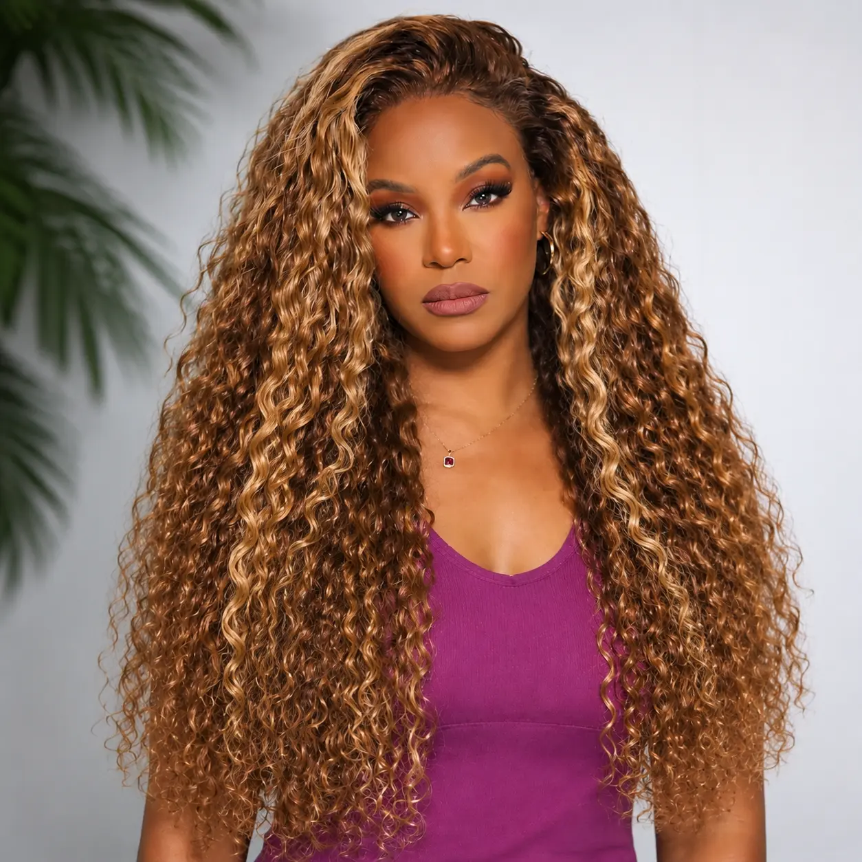 Anyweek Highlight Ombre Lace Front Wig Human Hair 13x6 HD Honey Blonde 4/27 Deep Wave Lace Frontal Wigs Glueless Wigs Human Hair