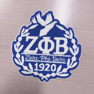 APB Zeta Phi Beta 1920 Iron on Patch - Blue and White Embroidered Logo for Clothing and Accessories