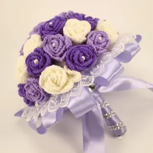 Hand Knit Red Rose Bouquet | RED Rose Arrangement | Classic Bridal Bouquet | Rustic Boho Flower Bouquet | Red Centerpiece | Bride