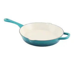 Crock Pot Artisan Enameled 12" Round Skillet Teal Ombre
