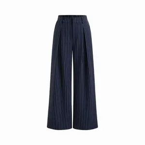Cider Mid Rise Stripe Pleated Wide Leg Trousers
