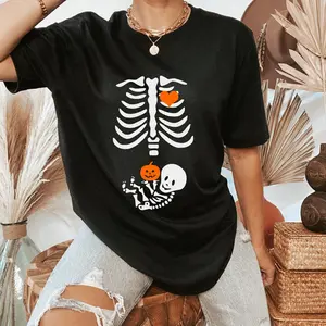 Skeleton Maternity Halloween Shirt, Pregnant Skeleton Shirt, Halloween Pregnancy Shirt