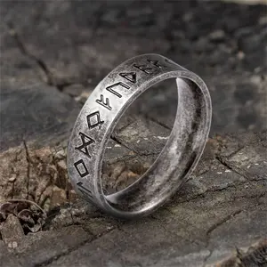 GTHIC Viking Runes Ring for Men Women Wedding Engagement Birthday Gift Stainless Steel