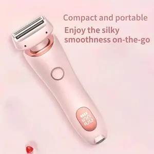Women's electric razor for shaving, high-end razor, 2-in-1 trimmer, suitable for dry and wet use, applicable to underarms, private areas, legs, arms, body. Personal care bikini razor and trimmer for hair removal, smooth electric razor, suitable for intima