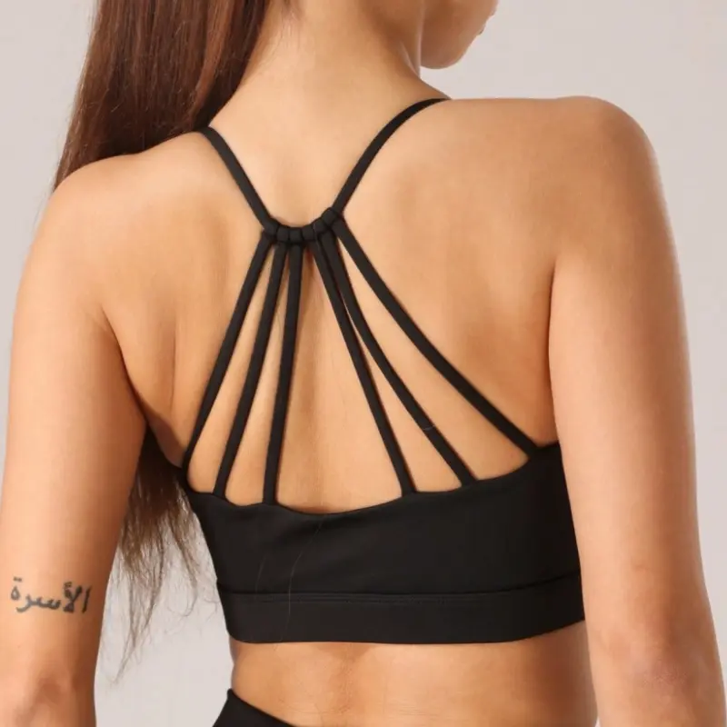 Wirefree Workout Bra with Fixed Padding for Women -Yoga Pilates Sports Top for Training & Camping