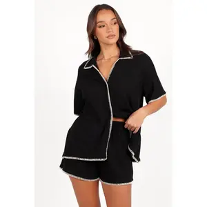 Essen Knit Shirt Set - Black Cream