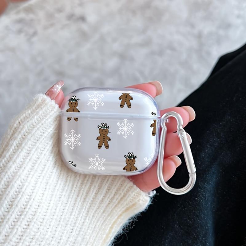 Cowboy Ginger Pattern TPU Soft Protective Case for Apple AirPods 4/3/2/1/Pro/Pro2 Transparent Earphone Cover with Keychain Attachment