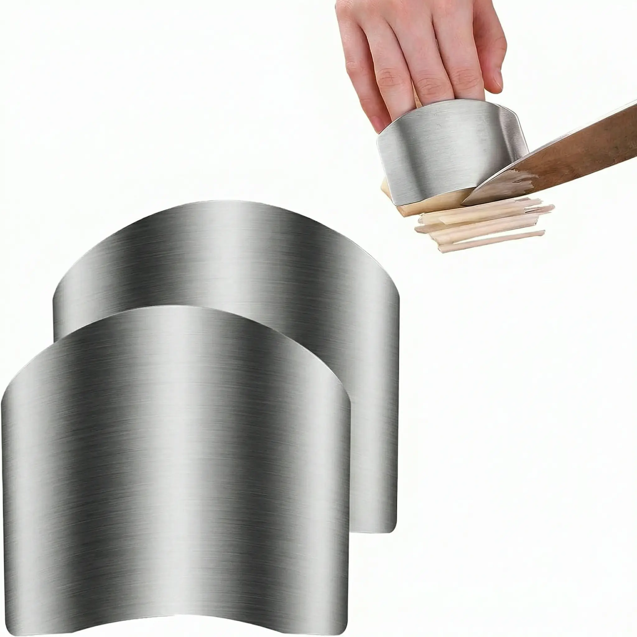 2-Pack Handy Stainless Steel Finger Guard, Adjustable Blade Cover Kitchen Utensil, 1-Size-Fits-Most Chopping & Slicing Safety Aid, Silver, Easy Cleanup