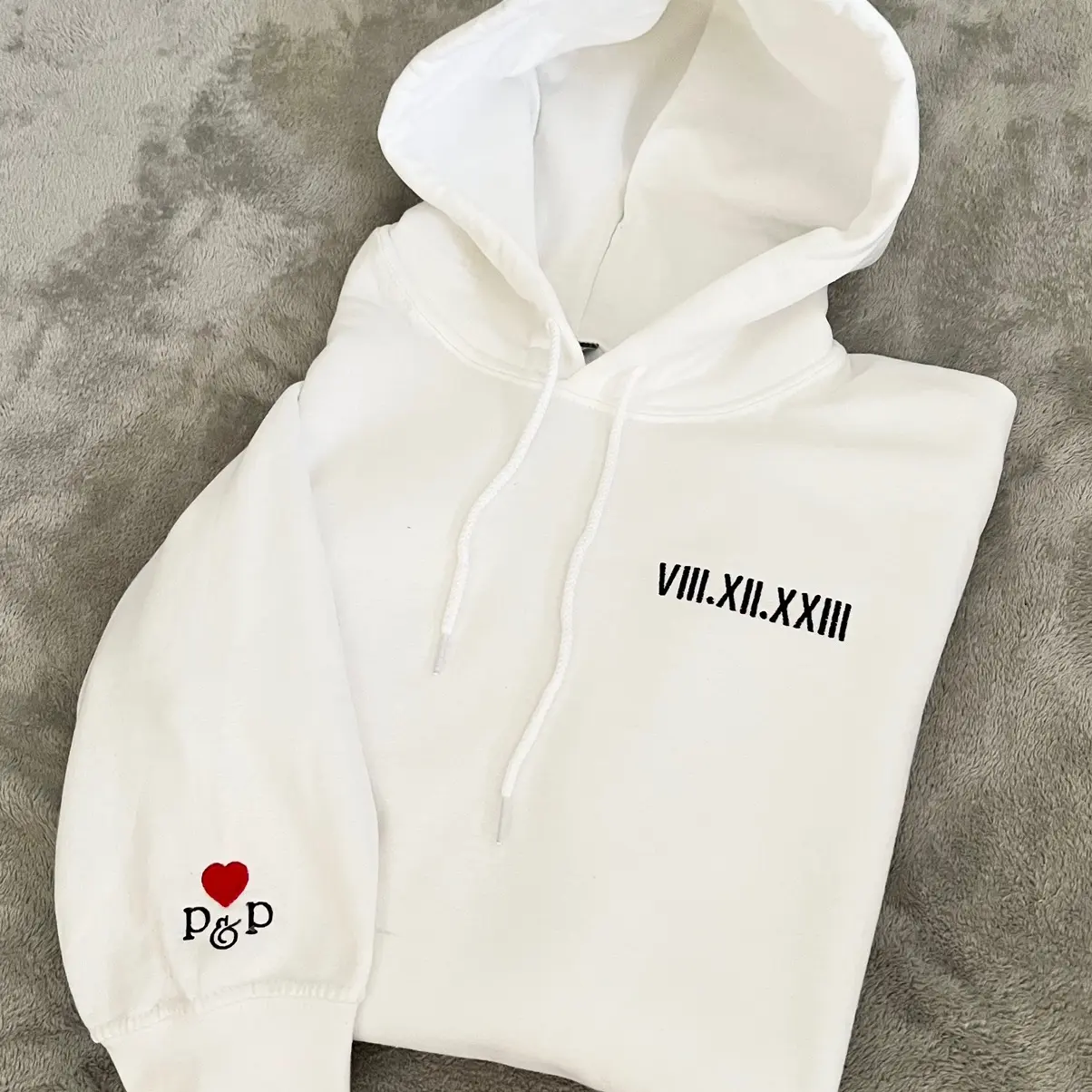 Embroidered Roman numeral hoodie