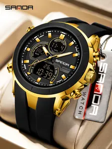 Men's Dual Display Digital Watch, Waterproof Outdoor Sports Multifunctional Alarm Clock, Sleep Tracking Calendar Feature