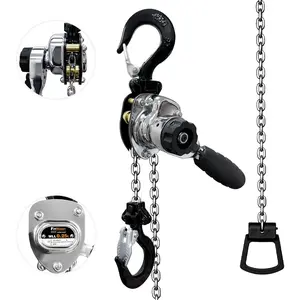 Chrome Plated Mini Chain Hoist 1/4 ton 550Lbs Capacity 10ft Lift Manual Lever Chain Hoist Resists Corrosion Chrome Exterior Finish Alloy Steel G80 Chain, for Garages Warehouse Automotive