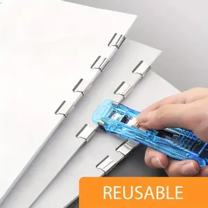 Desk Organizer with 50 Clips, Transparent Push-Pin Binder, No Holes No Nails Office Learning Material Holder, Essential Stationery Tool