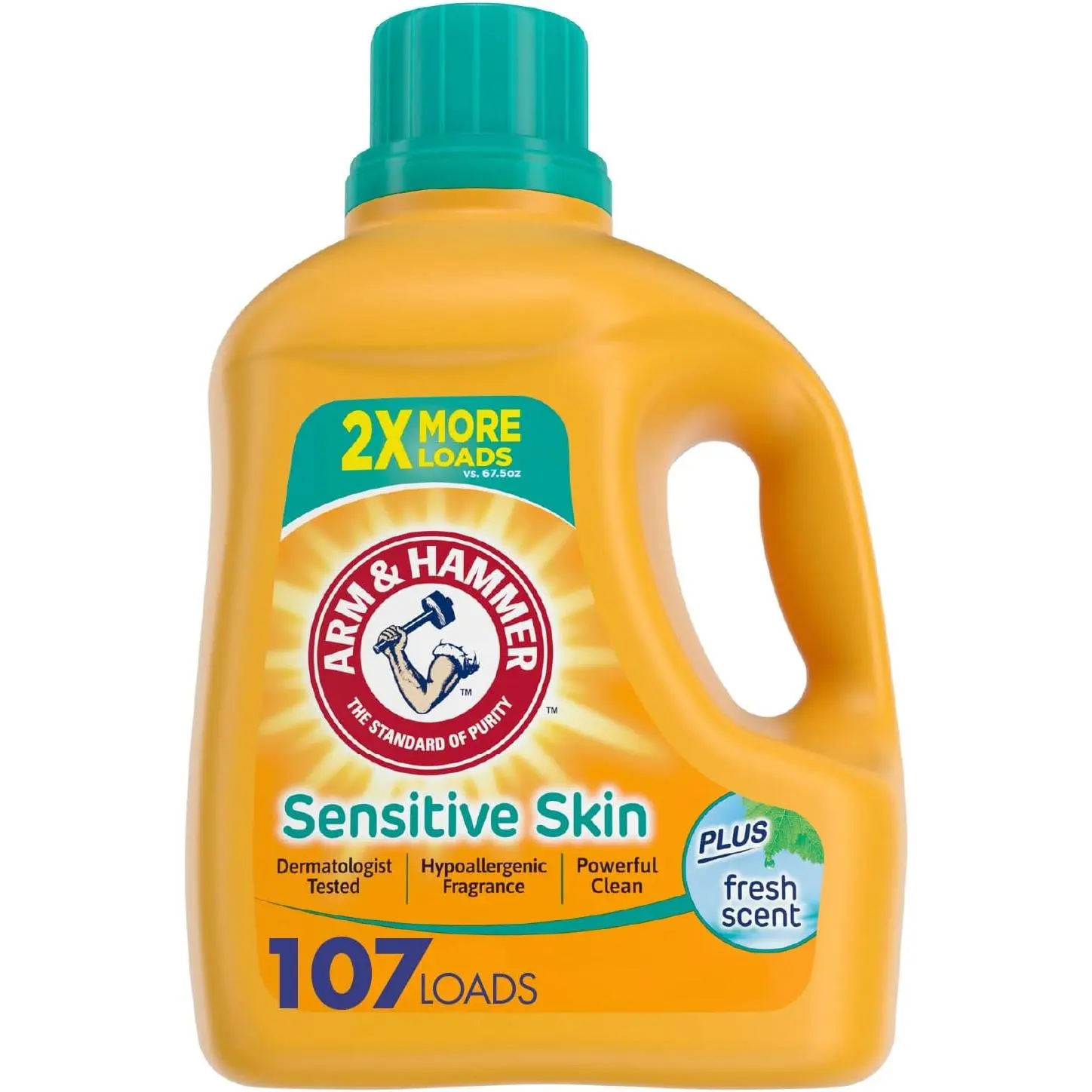 Sensitive Skin Laundry Detergent with Hypoallergenic Fragrance, Fresh Scent Liquid Laundry Detergent, 144.5 Fl Oz Bottle