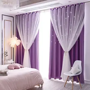 1 count Star Silhouette Blackout Curtain, Contemporary Style Drapes, Room Decor Curtain for Kids Room Bedroom Living Room, Comfortable Romantic Sleep Environment