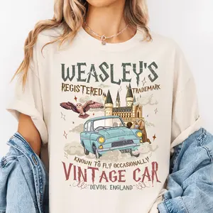 Weasley Flying Car Graphic Tee, Bookish Wizard Youth Shirt, Weasley Flying Car T-Shirt for Men, Women and Kids - A Perfect Gift for Fans