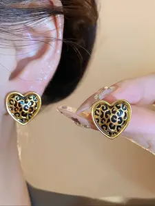 Fashion Heart Leopard Print Earrings for Women, Elegant and Sexy Unique Style, Perfect for Vacation Daily Gatherings Dates