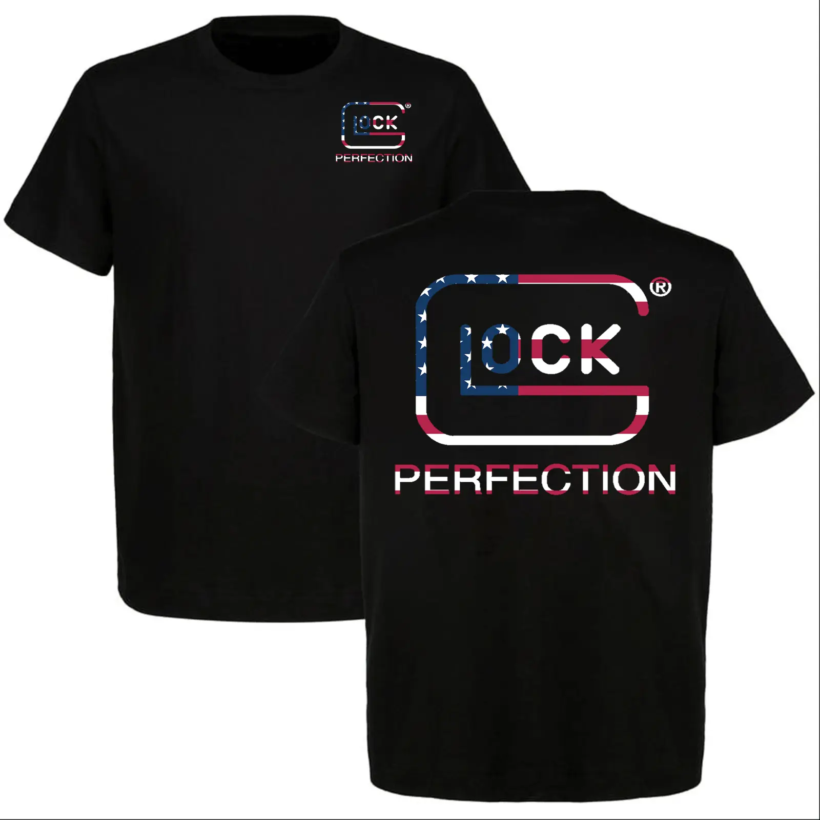 Glock Perfection Shirt, American Flag Glock Logo Tee, 2A Gun Enthusiast T-Shirt, Tactical Streetwear Gift for Men Graphic Tee graphic tees