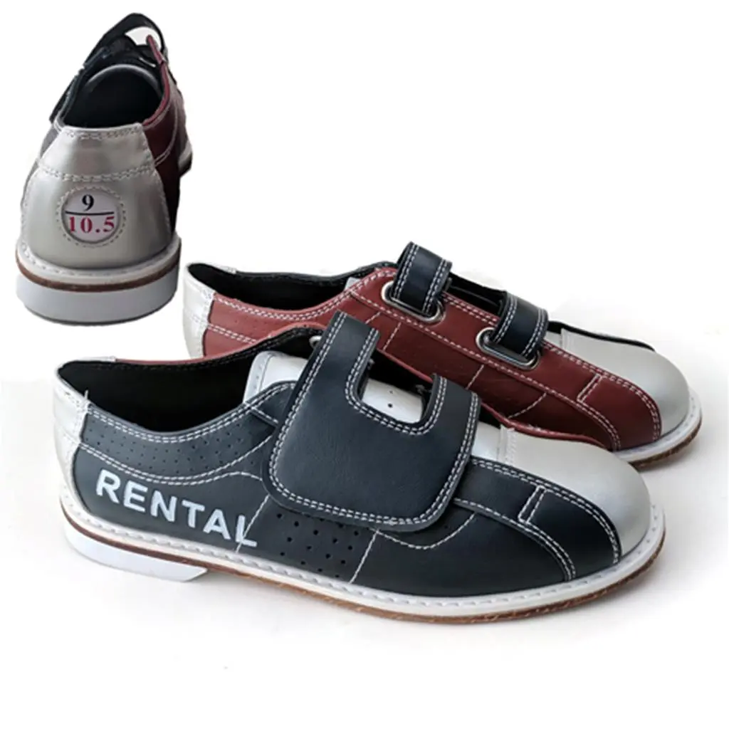 Bowlerstore Classic Unisex Rental Bowling Shoes - Velcro Closure, Adjustable Fit, Rubber Sole, Black Light Compatible, Soft Synthetic Uppers, Blucher Upper Pattern, Non-Marking Raised Heel