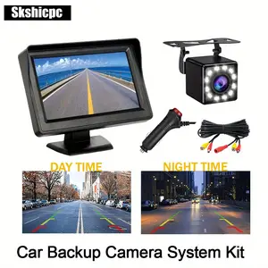 Plug-and-Play Reverse Camera System with 4.3" LCD Display, 12 LED High-Definition Night Vision, Car Plug, 6m Video Cable, 10-Minute Quick Installation, Solves Your Reverse Parking Woes, Compatible With Trucks, Suvs, Sedans