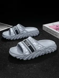 Men's Spring Summer New Soft Comfortable Thick Sole Slippers, High-Quality Fashion Beach Sandals, Outdoor Play Hiking Large Size Design