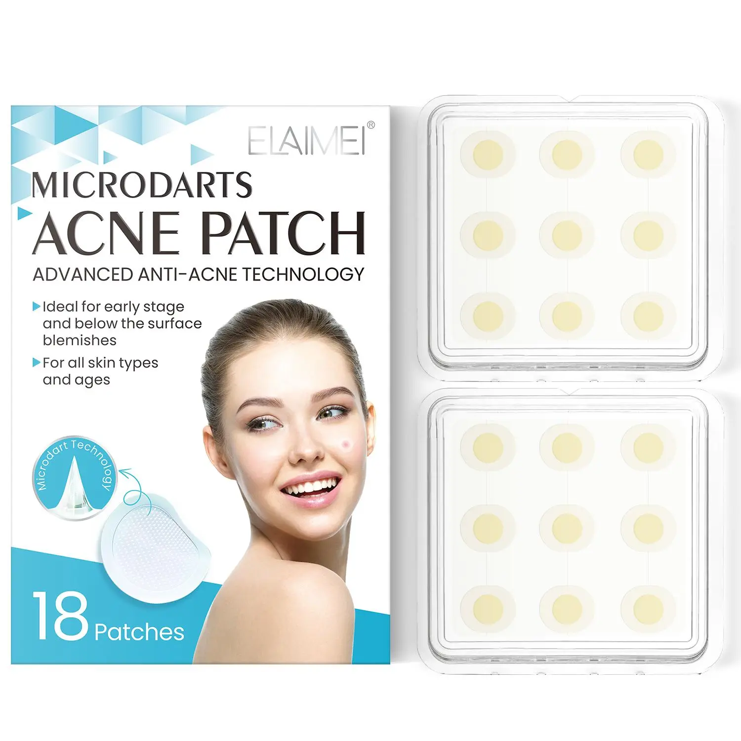 Elaimei 36pcs Microneedle Acne Patches, Safe Ingredients, Smooths & Soothes Skin, Suitable for Men & Women, Anti-Acne Treatment