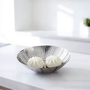 Stainless Steel Vegetable Steamer Basket Folding Expandable Insert Fits Pots Healthy Cooking