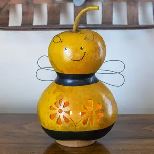 Hand-Crafted Gourd - Bumble Bee - Medium Lit - Artisan Decor