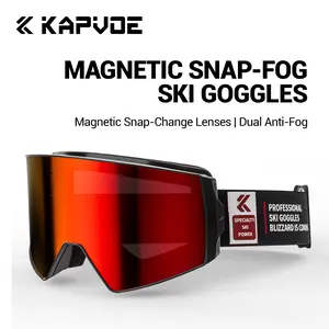 KAPVOE Magnetic Quick Change Ski Goggles Dual Anti-Fog Photochromic High Contrast Ventilated Snow Goggles For Skiing Snowboarding
