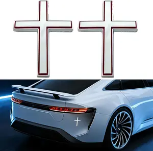 Two Pcs 3D Cross Sticker Christian Car Exterior Decorative Sticker Universal Car Accessories for Motorcycle & SUV Emblem Badge Decal Decoration Two Pcs No Warranty