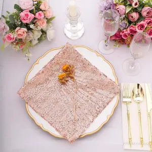 Sequin Napkins 20"x20" Blush - Diamond Pattern Reusable Dinner Napkins